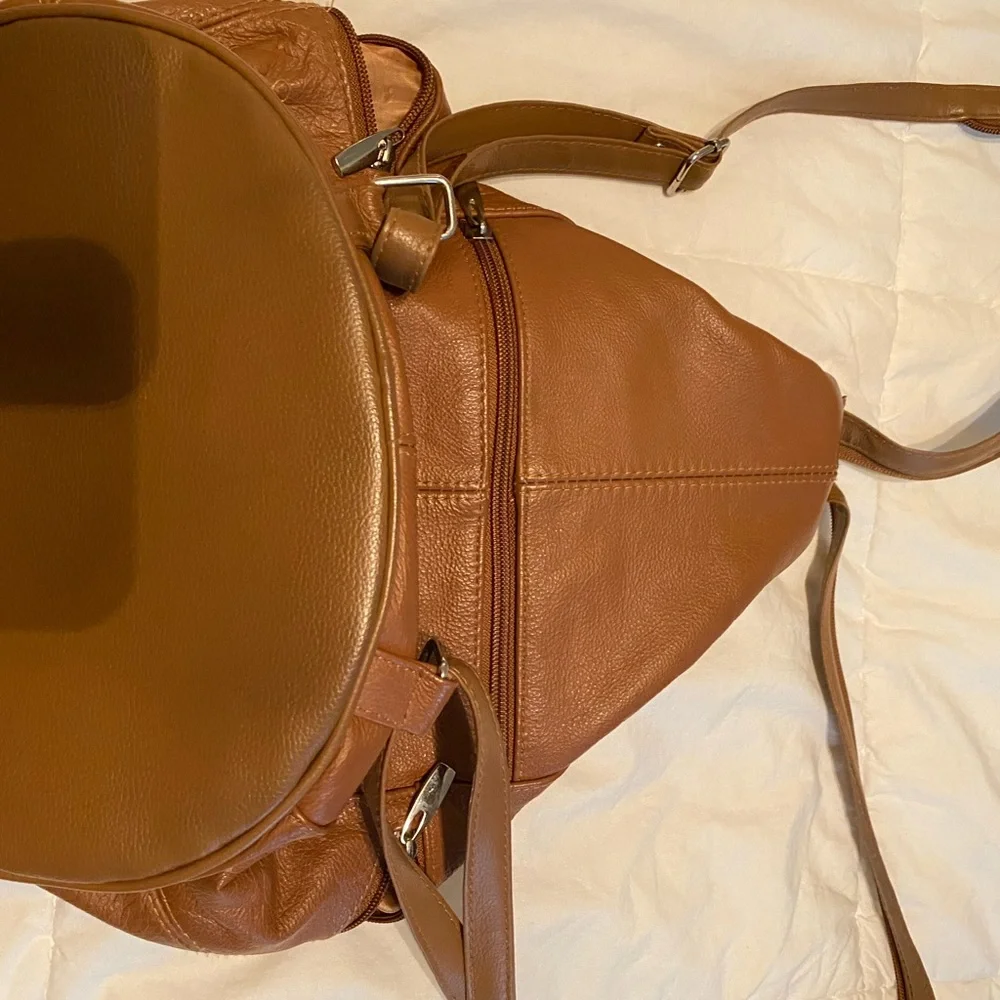 Brown - Leather back sack purse